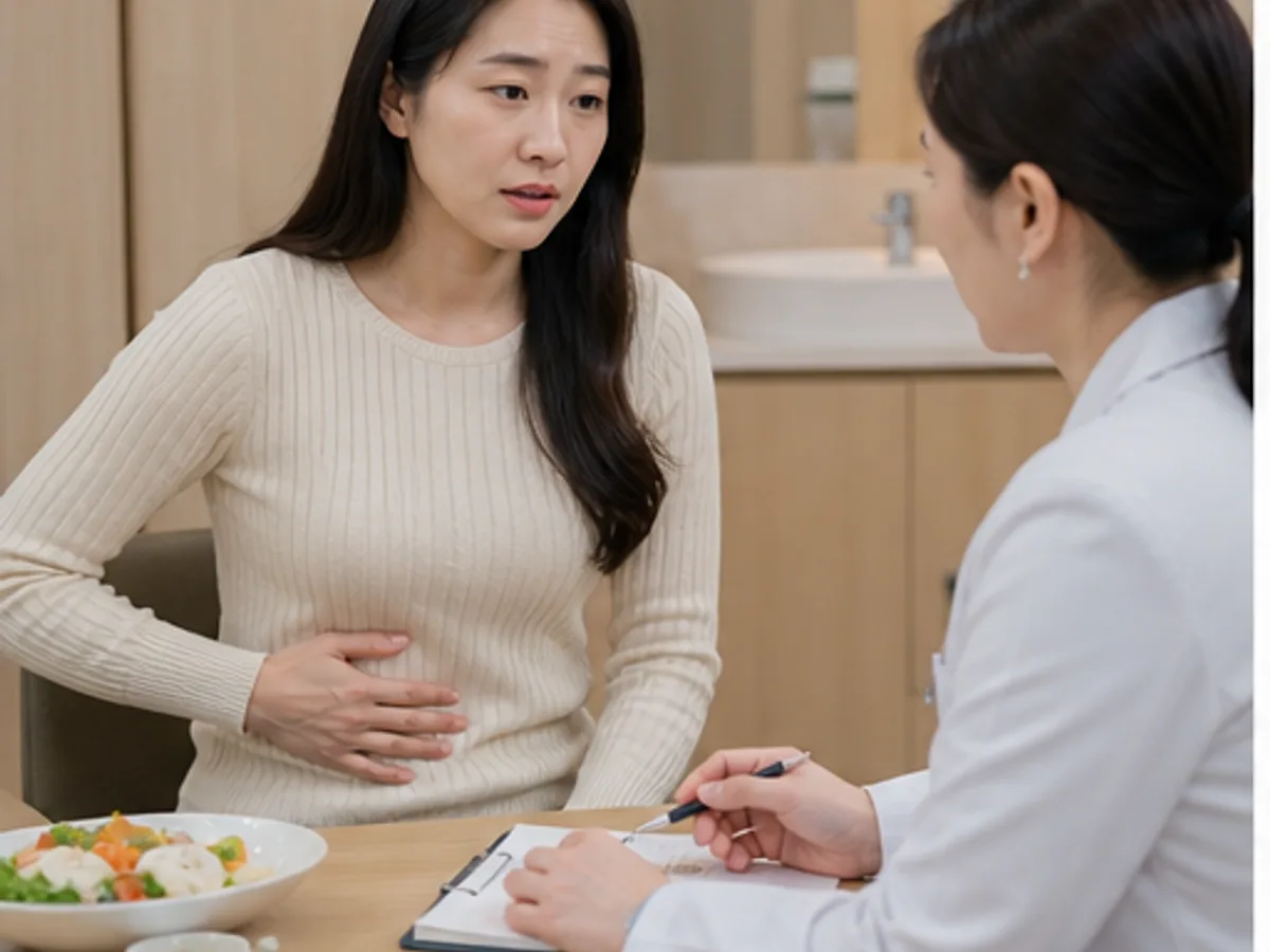 소화 불편의 시간과 식사 기록을 확인하는 내과질환 상담