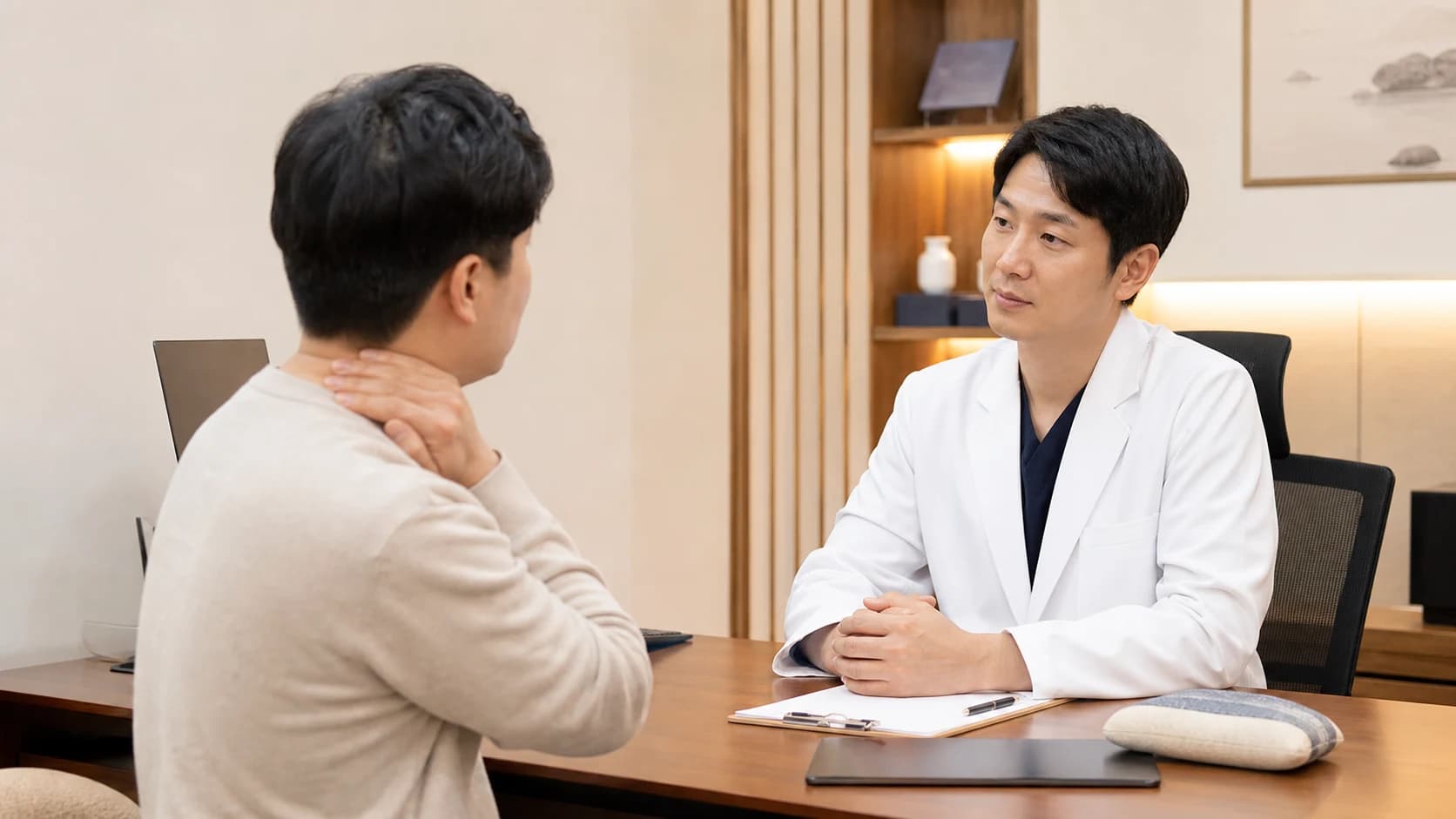 교통사고 뒤 목과 허리 불편의 시간표를 확인하는 상담