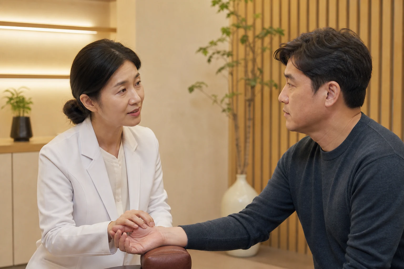 성인야뇨 환자의 손목 맥과 하복부 한열·수면 상태를 살피는 진찰