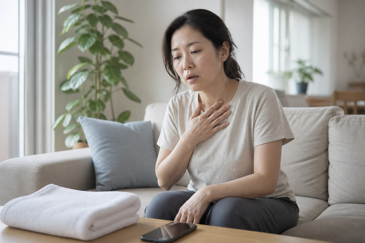 코로나후유증 진료 전 증상과 검사·기록을 확인하는 장면