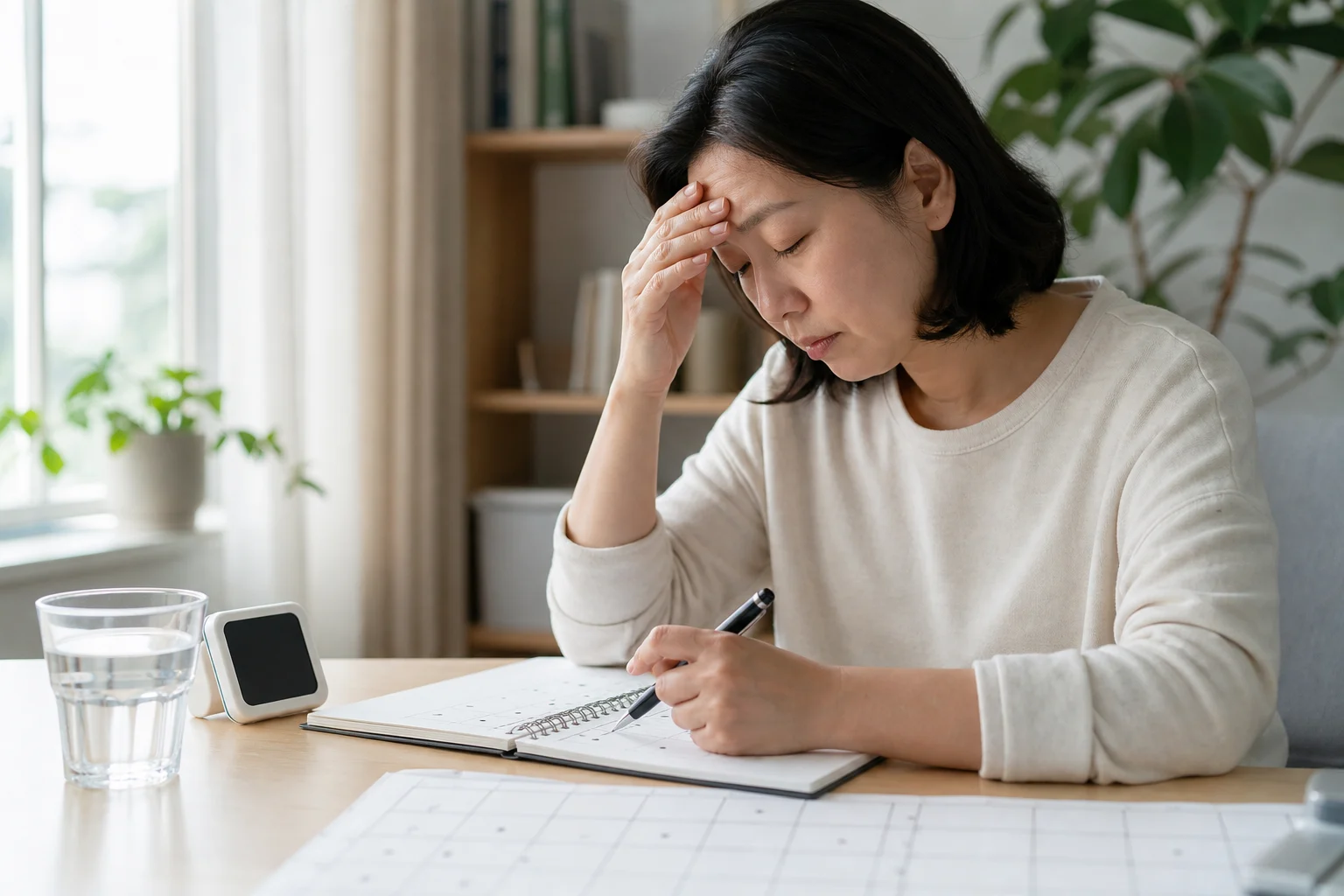 코로나후유증 환자가 집에서 피로와 수면, 집중력 변화를 증상 기록으로 정리하는 실제 사진