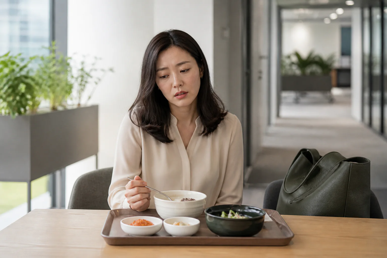 십이지장염 진료 전 증상과 검사·기록을 확인하는 장면