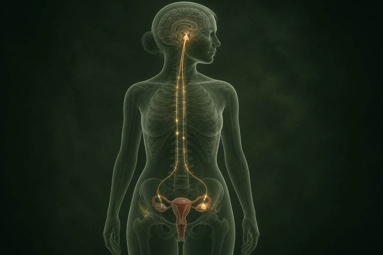 무배란의 원인과 변화가 여성 생식기관과 관련 신호에 미치는 관계를 보여 주는 질환별 의료 렌더