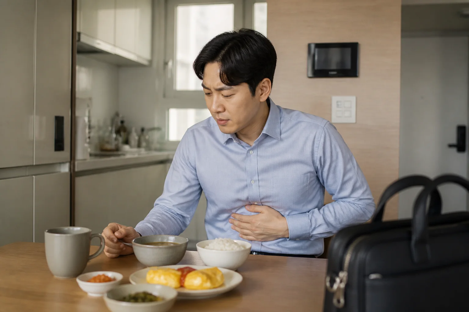 위경련 진료 전 증상과 검사·기록을 확인하는 장면