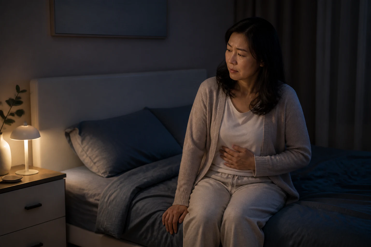 속쓰림 진료 전 증상과 검사·기록을 확인하는 장면