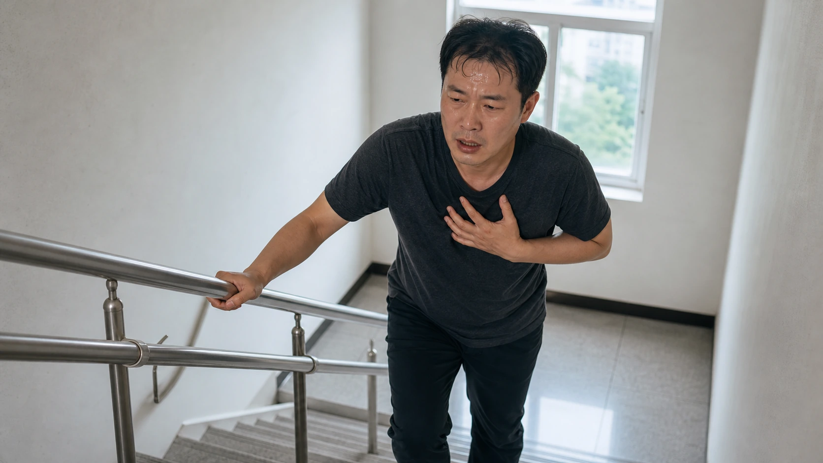 갑상선기능항진증 진료 전 증상과 검사·기록을 확인하는 장면