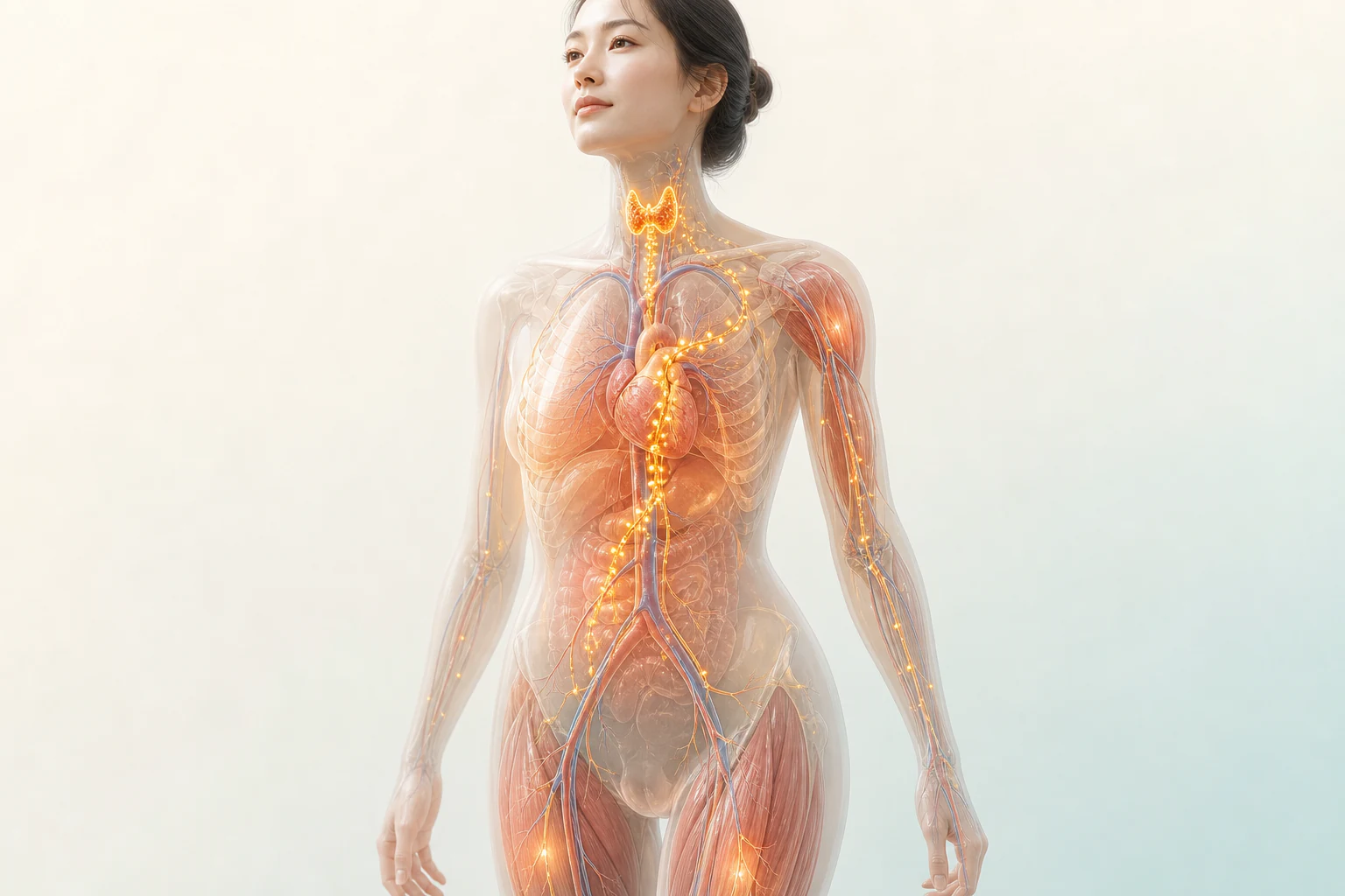 과도한 갑상선호르몬이 심장 박동·체열·어깨와 허벅지 근육 반응을 높이는 경로