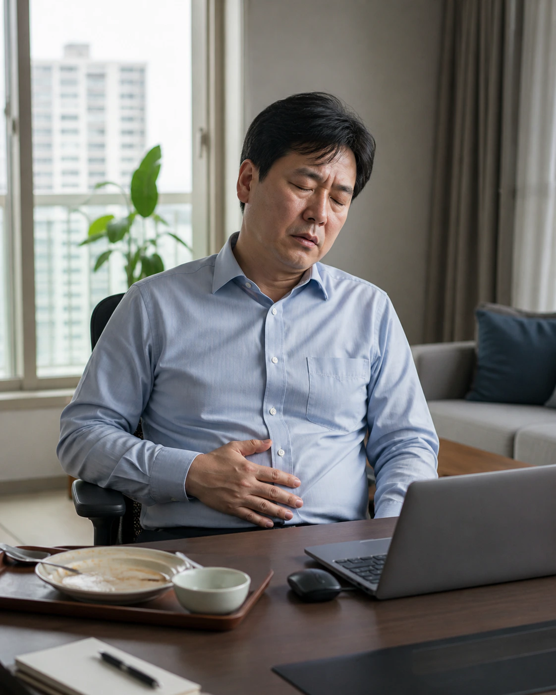 고중성지방혈증 진료 전 증상과 검사·기록을 확인하는 장면