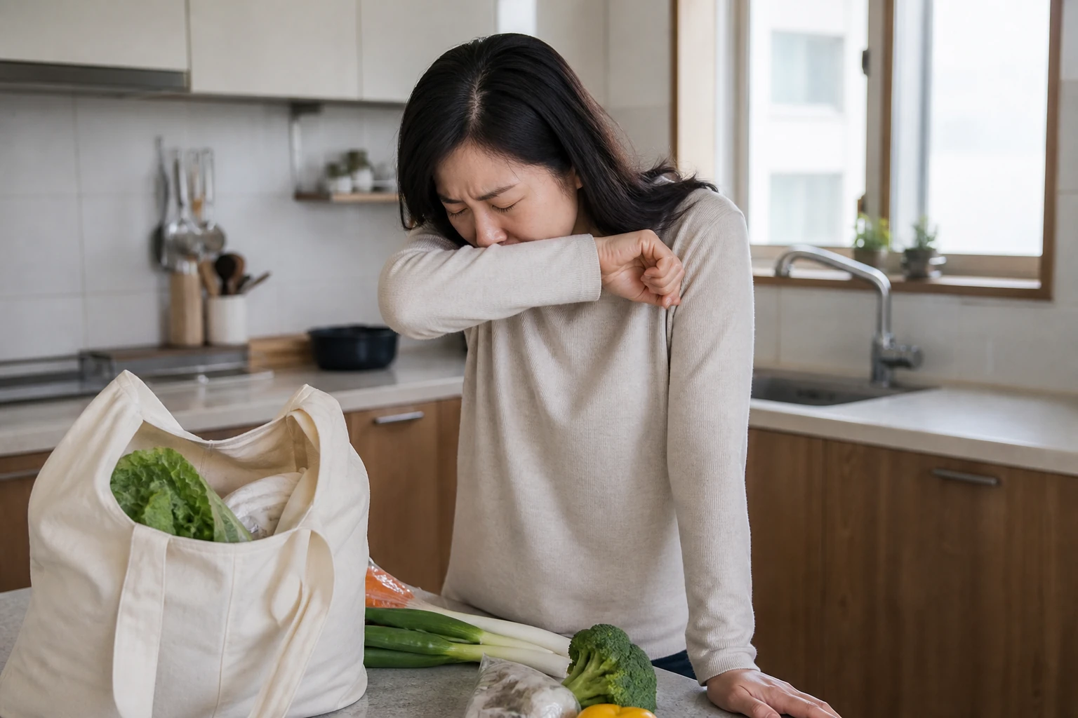 면역저하 진료 전 증상과 검사·기록을 확인하는 장면