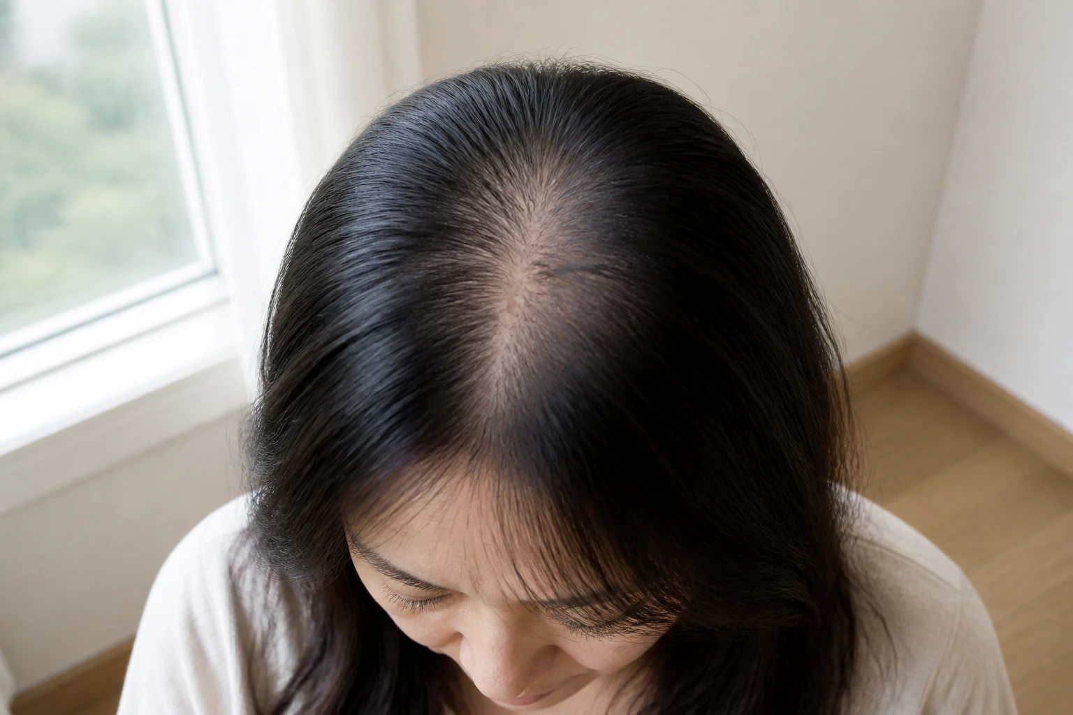 여성형 탈모로 겪는 불편을 상담하는 환자와 의료진