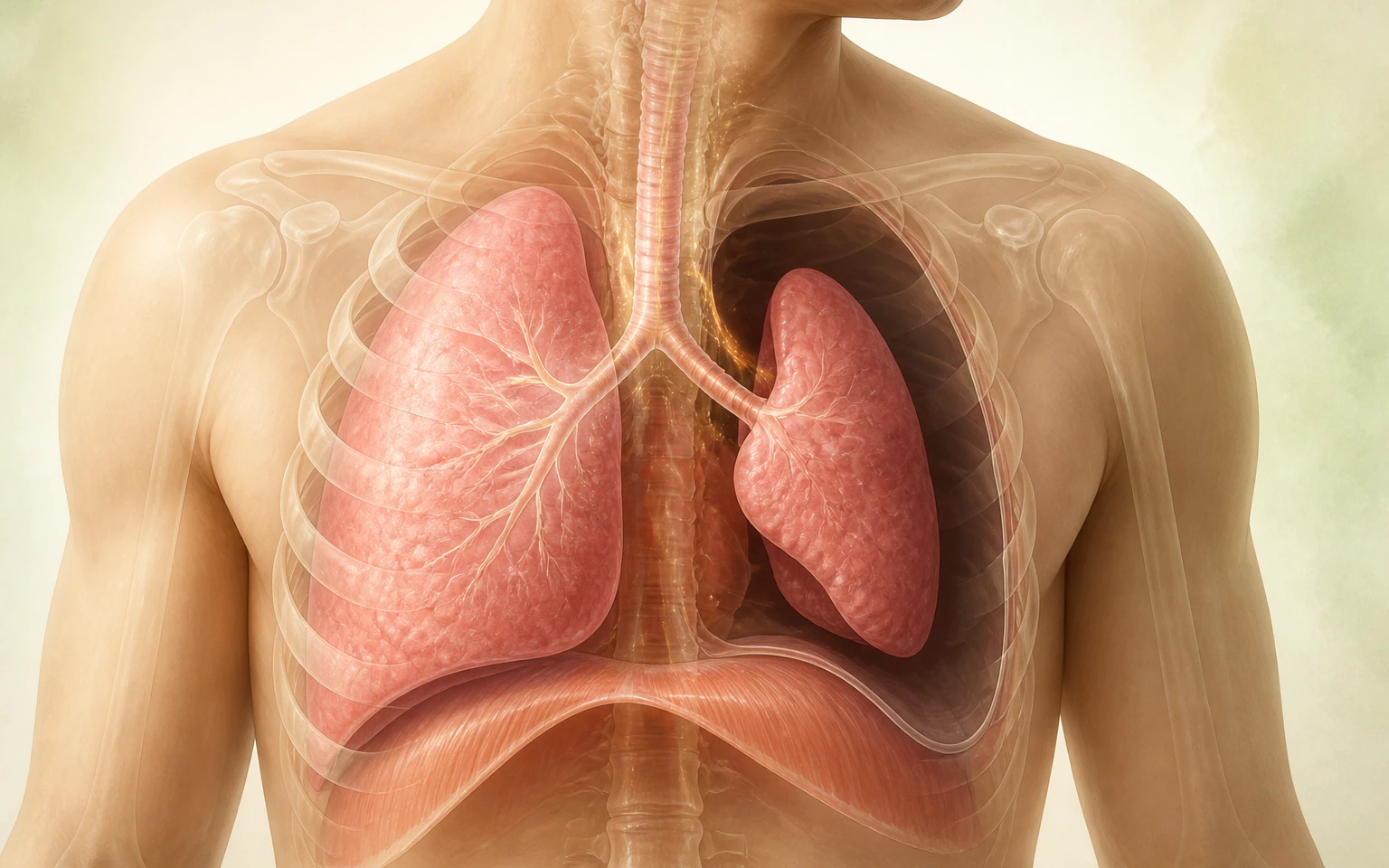 흉막강의 공기가 한쪽 폐를 누르는 구조