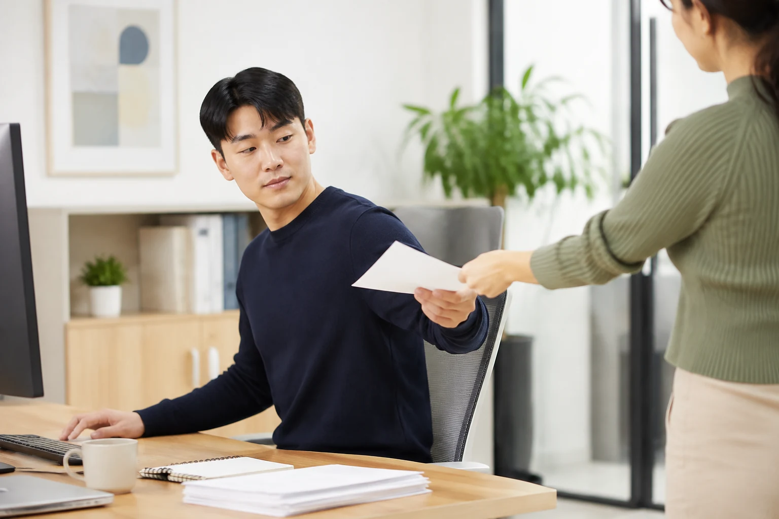 흉추통증 증상이 호전되어 일상 활동을 편안히 이어가는 한국인 환자의 생활 장면