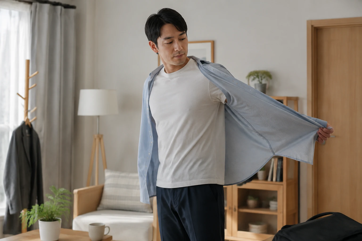 늑간신경통 증상이 호전되어 일상 활동을 편안히 이어가는 한국인 환자의 생활 장면