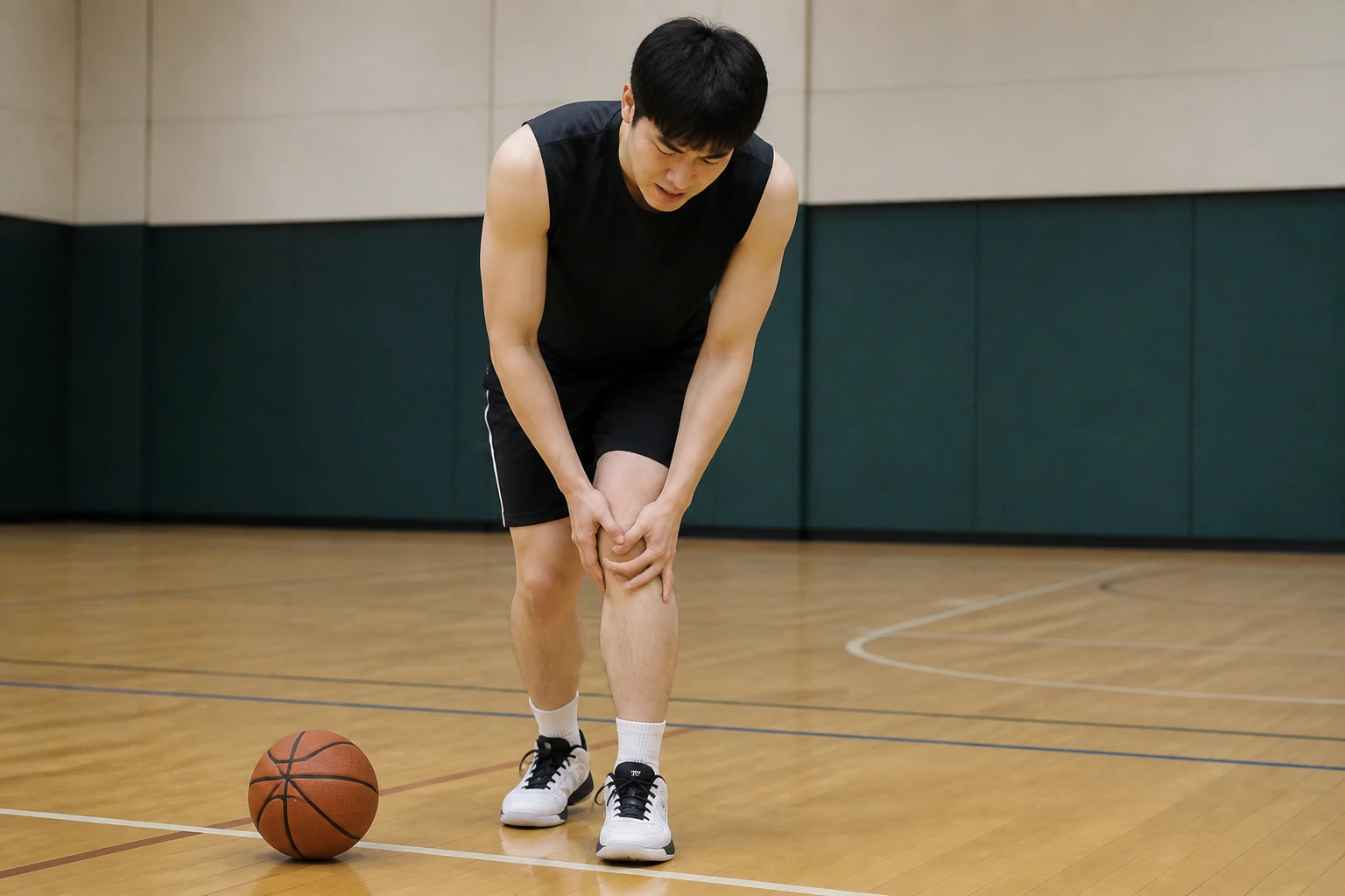 슬개건염으로 농구 점프 뒤 무릎 아래가 아파 운동을 멈춘 환자