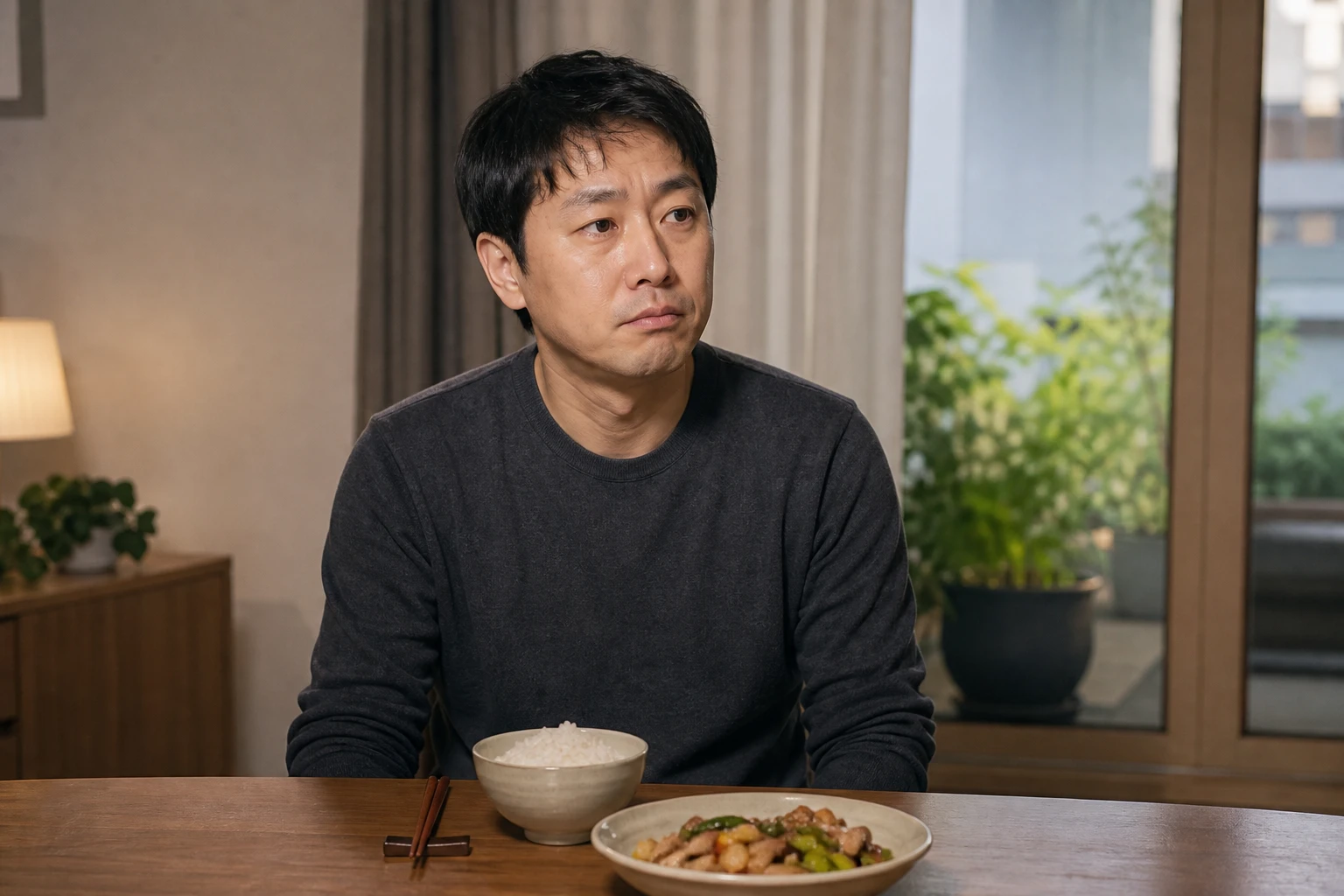 한쪽 볼과 입술의 둔한 감각 때문에 저녁 식사를 멈춘 한국인 남성 한 명