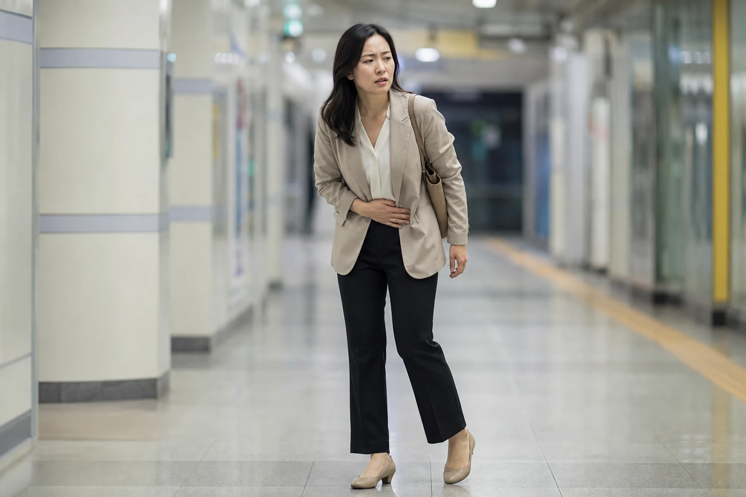 궤양성 대장염 진료 전 증상과 검사·기록을 확인하는 장면