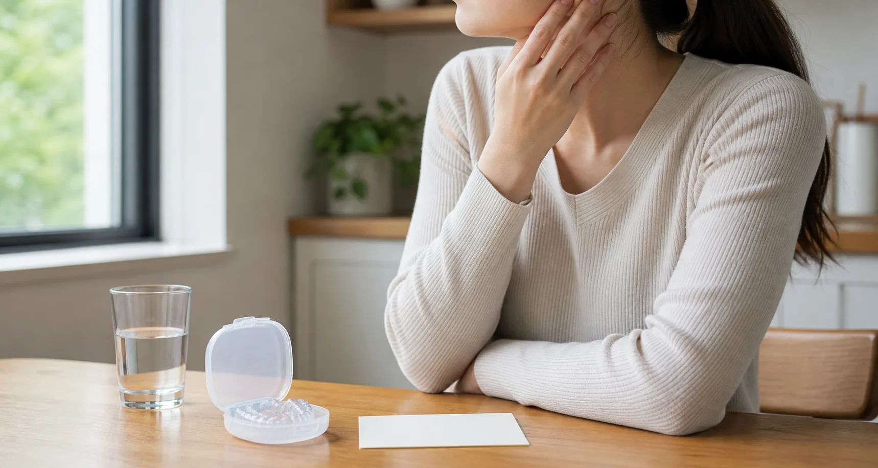 치과 검사 후에도 아침 턱 뻣뻣함과 씹기 통증이 남는 환자의 상황