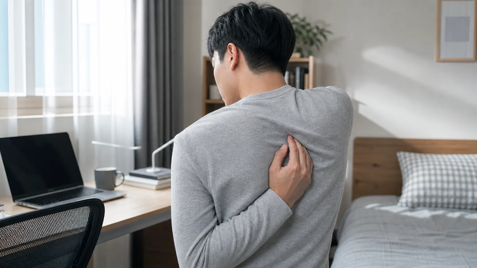 등 근막통증증후군에서 놓치기 쉬운 견갑 사이 불편을 확인하는 환자