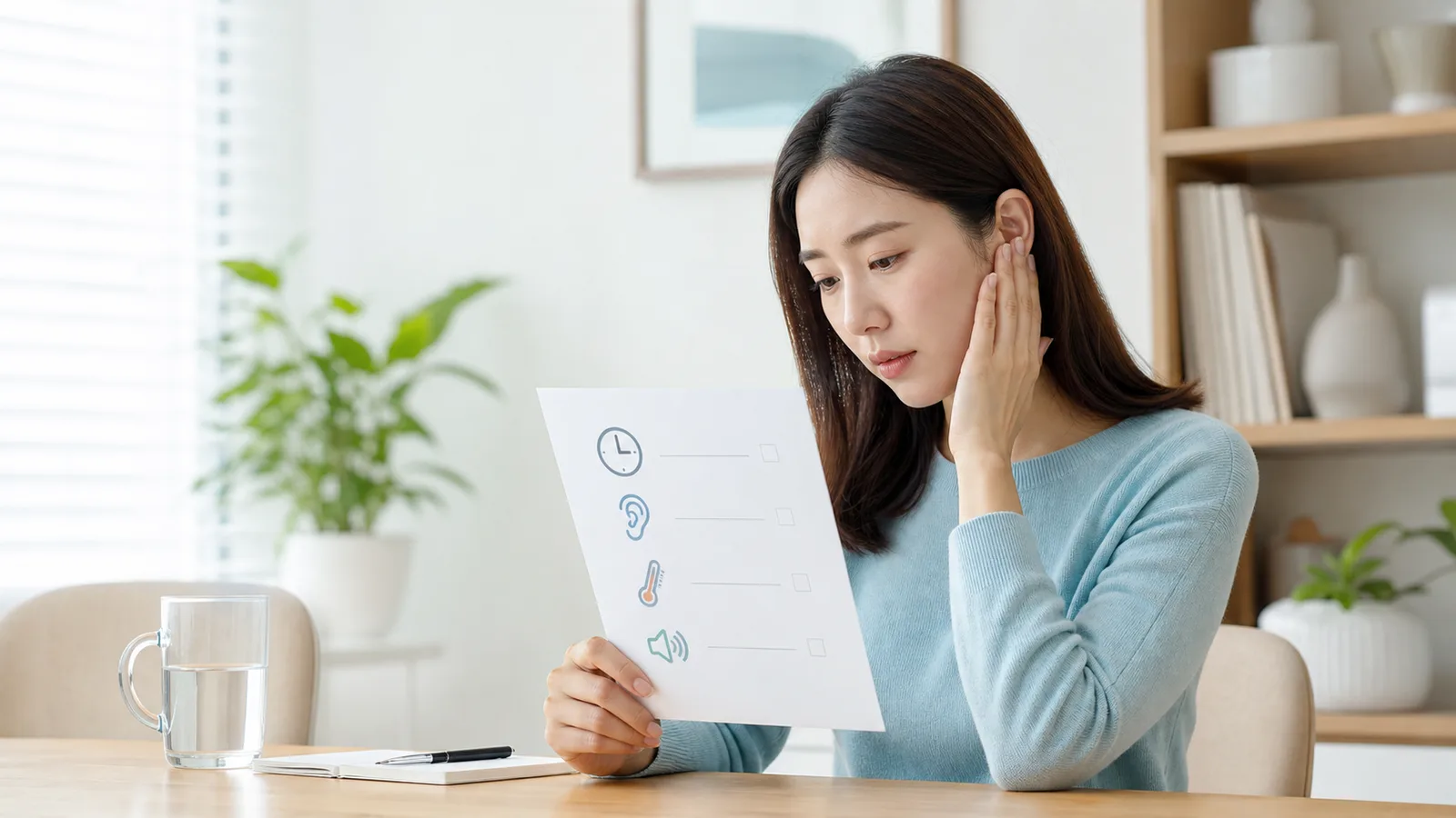 중이염을 처음 의심할 때 귀 통증 시작 시간과 발열 청력 변화를 상담 전 정리하는 환자