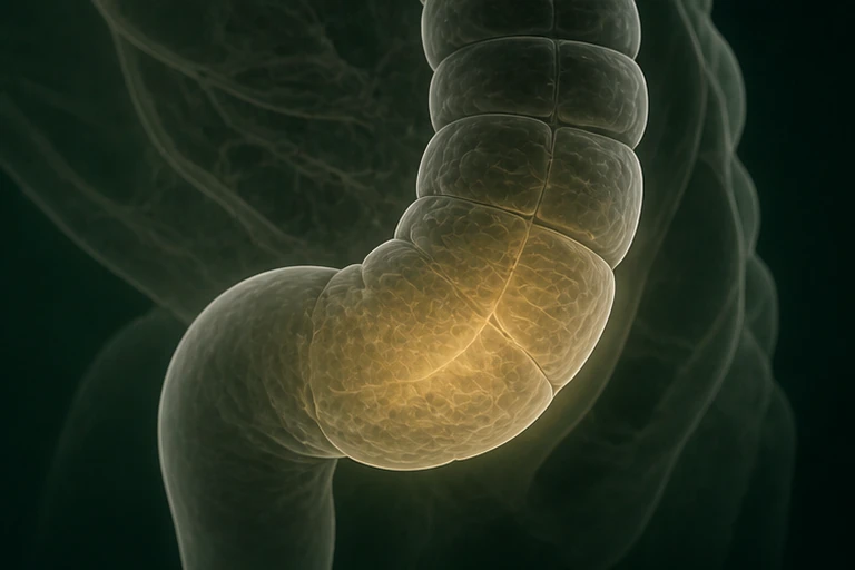 하행결장과 에스결장 부위의 냉감과 건조한 열을 한 인체에 보여 주는 만성변비 열의 흐름