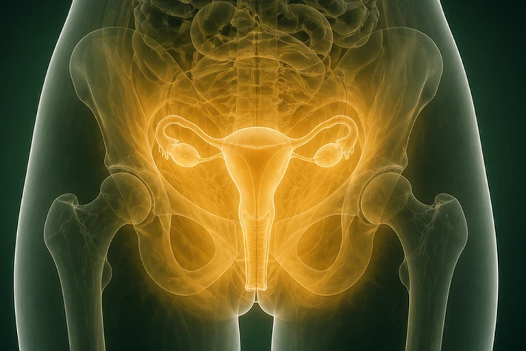 골반 안쪽의 차가운 부위와 열이 몰린 부위가 나뉘어 보이는 분포
