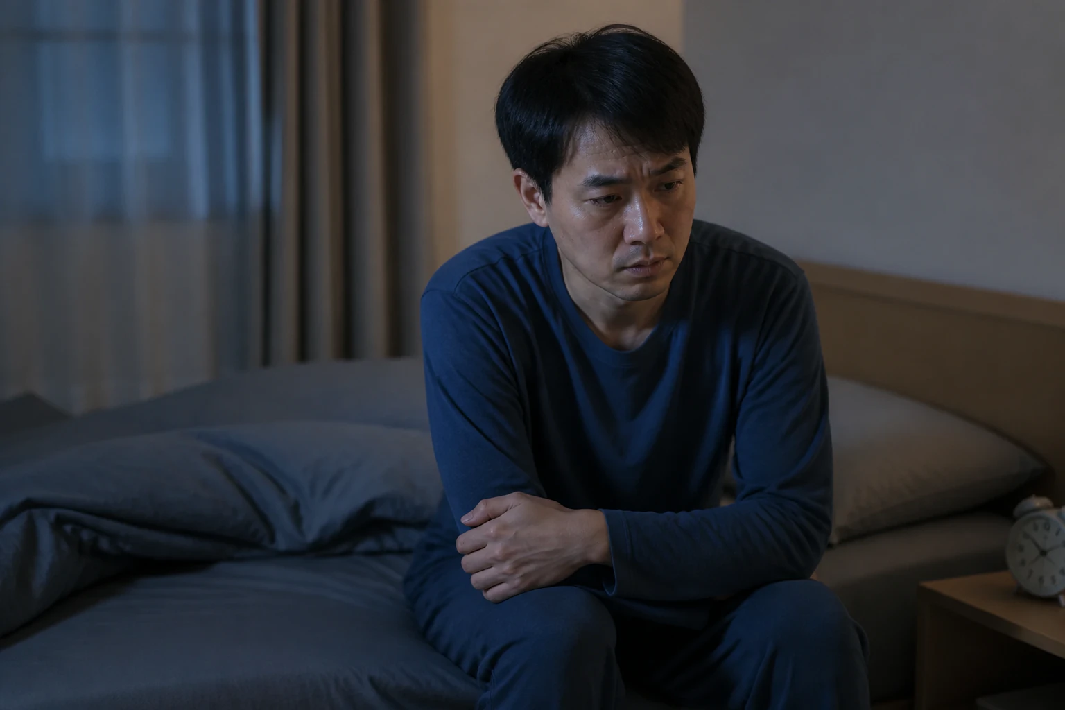 아토피 증상 때문에 일상에서 불편을 겪는 환자 장면