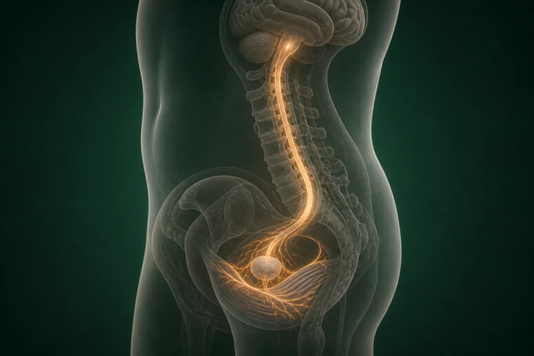 뇌·자율신경과 하복부 순환·요천추·골반저근이 사정 조절로 이어지는 흐름
